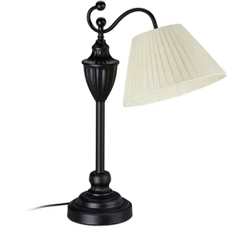 Relaxdays Tischlampe antik, schwarz/Creme