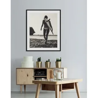 Bild QUEENCE "OAKLAND", grau (farbe rahmen: schwarz, farbe bild(er): grau), B:50cm H:70cm, Acrylglas, Holz, Papier, Bilder, Bild, HD Premium Poster-Druck inkl. Holzrahmen