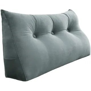 Vercart Rückenkissen für Bett Samt Grau 100 cm , Textil , Füllung: Hohlfaser , Dreieckig , 50x100 cm , Hergestellt in Europa , Heimtextilien, Wohntextilien, Kissen, Rückenkissen