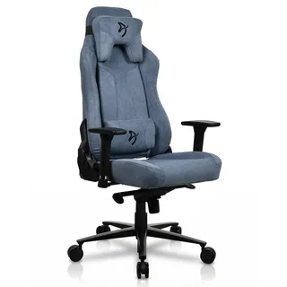 Arozzi Vernazza Gamingstuhl - Ergonomischer Gaming Stuhl Soft Fabric mit Verstellbarer Höhe, großzügigem Sitz & Rückenlehne sowie Unterstützungskissen - Schwedisches Design für Home Office, Blau