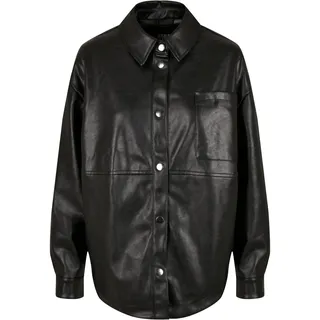 URBAN CLASSICS Ladies Faux Leather Overshirt in schwarz Größe S