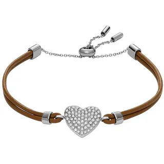 Fossil Damenarmband Sadie Glitz Heart Leder braun, JF04675040