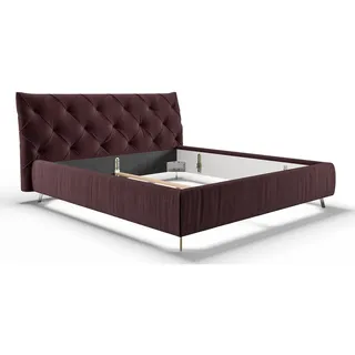 KAWOLA Polsterbett Kopfteil niedrig Velvet purple 160x200cm