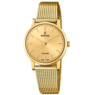 Festina Uhr Für Damen F20023/2 Swiss Made Gold Edelstahl Case GoldEdelstahl Band