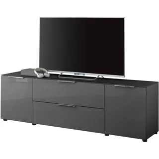 Stella Trading TV-Lowboard Santorin in Anthrazit, TV - TV Schrank für TV bis 65 Zoll mit viel Stauraum für Ihr Wohnzimmer - 180 x 55 x 40 cm (B/H/T)