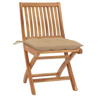 vidaXL Klappstühle mit Kissen, 8-teilig, Massivholz Teakholz - Beige