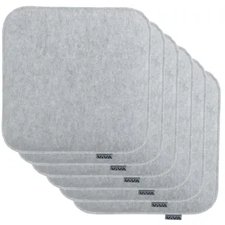 Brandsseller 6er Set Sitzkissen aus Filz 35x35x2 cm – Robuste Stuhlauflagen für innen und außen, eckiges Sitzpolster, strapazierfähiges Kissen für Stühle – Hellgrau