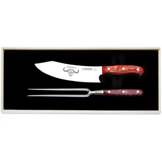 Giesser seit 1776 - Made in Germany - PremiumCut, Red Diamond, Tranchier Set 2 teilig, Kochmesser 20 cm, Tranchiergabel, Acryl, rot, rostfrei, Grillmesserset