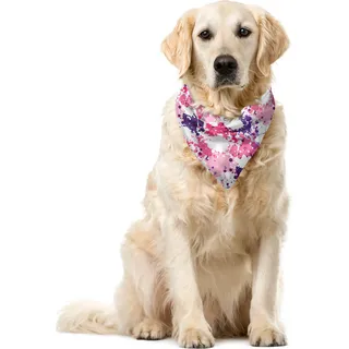 ABAKUHAUS Abstrakt Haustier Bandana, Farbflecken, 40x40 cm, Rosa, Lila, Weiß - Rosa