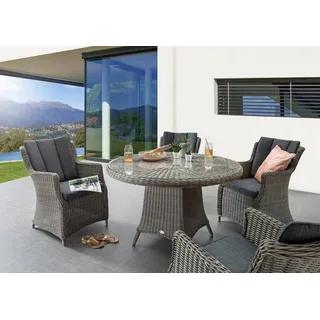 Destiny »LUNA« 4x Sessel, 1x Tisch, inkl. Auflagen, 13 Stk. tlg. Aluminium, Polyrattan grau