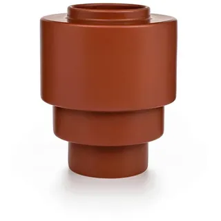 Markslöjd Vase , Rotbraun , Keramik , zylindrisch , 19.5 cm , handgemacht , Dekoration, Vasen, Keramikvasen