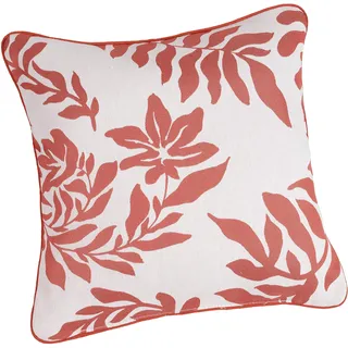 Linder - Kissen gefüllt mit recyceltem/recyceltem Stoff – gewebt und gefärbt in Frankreich – Stil Natur – Finish mit Biese – Abnehmbarer Bezug – Farbe: Orange Terracotta – Maße: 45 x 45 cm –