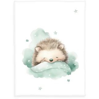 Herding babybest Kleiner Igel Microfaserflausch-Decke, Kuscheldecke, 75x100 cm, 100% Polyester, Weiß