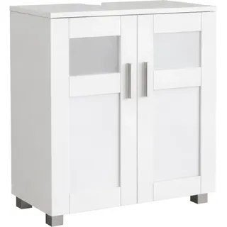 VCM Waschbeckenschrank VCM "Holz Badschrank Badunterschrank Waschbecken Nilari", weiß, B:60cm T:29cm, Obermaterial: 100% Holz Wood., Schränke, Waschbeckenschrank
