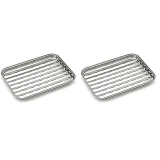 barbecook Wiederverwendbare Grillschale aus Edelstahl, smoker und gasgrill zubehör, rechteckig 34.5x24x3cm (Packung mit 2)