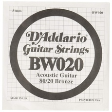 D'Addario BW020 Bronze Einzelsaite für Gitarre 0,05 cm (.020 Zoll)