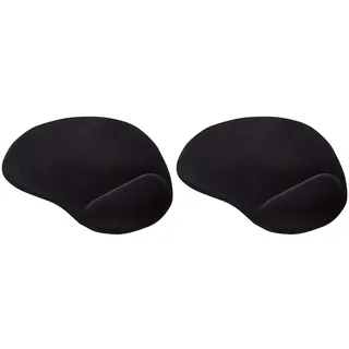 ednet 64020, Mauspad mit Handballenauflage, Polyester + PU + PU Gel, 225 x 180 x 3 mm, Farbe: schwarz (Packung mit 2)