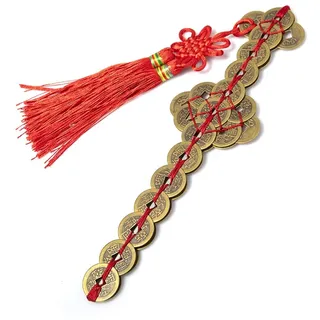 Lachineuse Feng Shui Schutz Schwert – Kupfer & rote Schnur – Länge 23,5 cm – chinesischer Glücksbringer – Deko Zen Haus Büro – Geschenkidee China, Asien