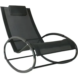 Outsunny Schaukelliege mit Kopfkissen, Texteline + Metall, 105 x 62 x 88 cm, Schwarz , 62x88x105 cm , Gartenmöbel, Gartenliegen, Liegestühle