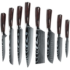 MDHAND Messer Set, 8 Teilige Küchenmesser Set aus Edelstahl in Mehreren Größen mit Bequemen Griff, Messer Scharf/Rostschutz/Rutschfester Kochmesser