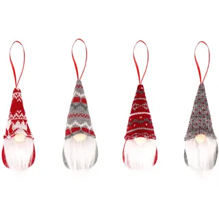 EUYKQNOI 4X Premium Weihnachtsbaumschmuck Wichtel-Anhänger – Handgefertigte skandinavische Weihnachtsdeko für Baum, Geschenke & Adventskranz, winterliche Wichtelfiguren mit detailreicher Gestaltung