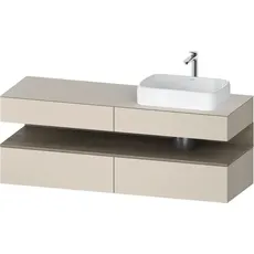 Duravit Qatego Konsolenwaschtischunterbau, 2 Auszüge, 2 Schubkästen, Ausschnitt rechts, 1600x550x600mm, Nische Eiche Terra, QA4778035, Farbe: taupe supermatt