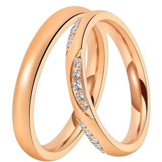 DOOSTI Trauring »Schmuck Geschenk Edelstahl Trauring Ehering Partnerring LIEBE« wahlweise mit oder ohne Zirkonia, rosegold