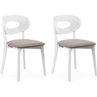 Konsimo Esszimmerstühl Polsterstühle Holzstühle 2-tlg ''TANER", Beige, Stoff/Holz, Scandinavian, 47x80x45 cm - Beige