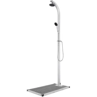Gartendusche mit Grauer Bodenplatte 220 cm Aluminium - Grau, Bunt
