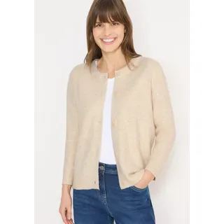 Cardigan CECIL, Damen, Gr. L (42), egg beige melange, Strick, Obermaterial: 37% Baumwolle, 34% Polyacryl, 26% Polyester, 3% sonstige Fasern, unifarben, bequem hüftbedeckend, Rundhals, Strickjacken Cardigan, mit Knopfleiste