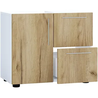 VCM Waschbeckenunterschrank Flandu 61 x 51 x 32 cm Honigeiche/Weiß