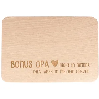 Spruchreif | Frühstücksbrettchen mit Gravur "Bonus Papa" | Brotzeitbrett mit Schriftzug | Geschenk für Stiefopa zum Vatertag