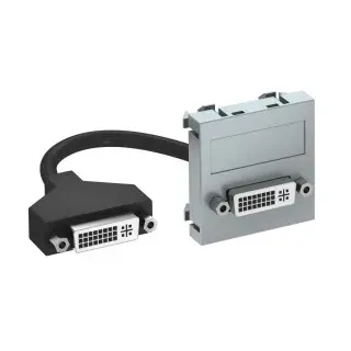 OBO 6104760 Multimediaträger DVI mit Kabel, Buchse-Buchse 45x45mm Polycarbonat alu lackiert MTG-DVI F AL1