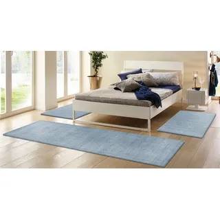 THEKO »Gabbeh Uni, Handweb Teppich, meliert, reine Wolle« Höhe 14, mm 3 Stk. tlg. Bettvorleger, Uni-Farben, handgewebt, Läufer-Set, Schlafzimmer,