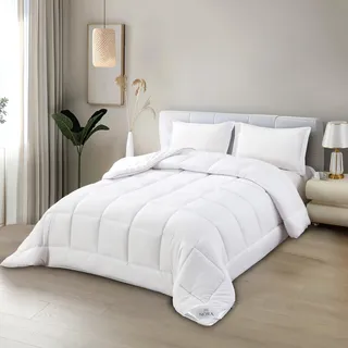 NORA HOME Winterbettdecke 155x220 Extra Warm 400 GSM – Kuschelige Bettdecke für kalte Winternächte, Daunengefühl ohne Daunen, Allergikergeeignet, Oeko-TEX Zertifiziert, Waschbar, Weiß – Oslo