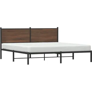vidaXL Metallbett ohne Matratze Braun Eichen-Optik 160x200 cm - Braun