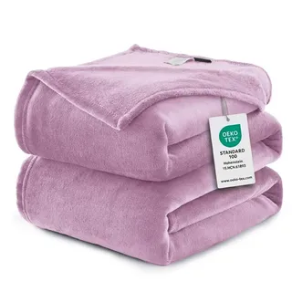 WAVVE Kuscheldecke Flauschig Decke Fleecedecke - Sofadecke Lila 220x240 cm Wohndecke Couchdecke Weich, XXL Groß Decke Sofa Leicht