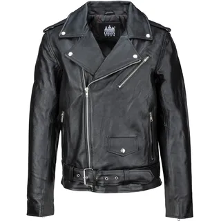 URBAN 5884 Herren Lederjacke Perfecto, Weiches und Strapazierfähiges echtes Rindsleder, Biker Style Herrenjacke, Schwarz, L