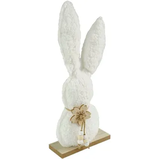 Plüsch Deko Osterhase mit Blumenkette in Farbe weiß, 27cm