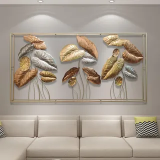 Dekoleidenschaft 3D Wandbild Blätter aus Metall in gold/silber/bronze, 135x69 cm, Wanddeko, Wandschmuck