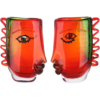Gilde GlasArt Designvase »Visuale« rot/grün/schwarz/klar, durchgefärbt & mundgebla