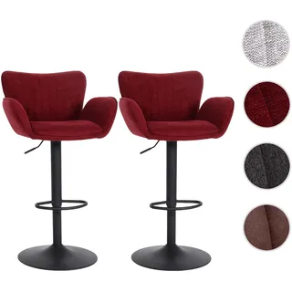 Mendler 2er-Set Barhocker HWC-M67, Barstuhl, mit Armlehne Fußablage drehbar Stoff/Textil Eisen FSC® ~ bordea