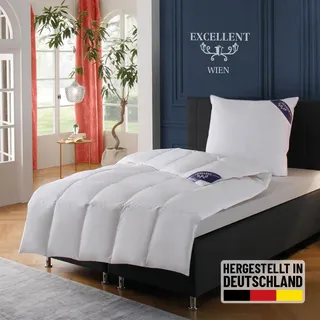 Excellent Daunenbettdecke »Wien, Bettdecken für Sommer und Winter, Decke« normal Füllung 90Daunen10Federn 1 Stk. tlg. Bettdecke 135x200 cm, made in Germany, allergiker geeignet (Hausstaub), weiß