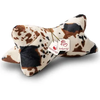Navango® Leseknochen mit Tiermuster in Kuh Optik | Buchstütze mit kuschelweichem Bezug | ca. 40 x 18 cm | Nackenkissen bei 30° Waschbar | Universelles Buch Kissen | Nackenrolle Tablet Stütze