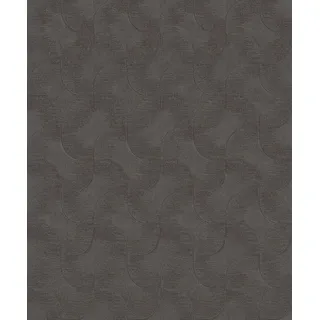 Rasch Tapete 608168 - Einfarbige Vliestapete in Dunkelgrau mit grafischem Muster und changierendem Metallic-Effekt aus der Kollektion Sky Lounge
