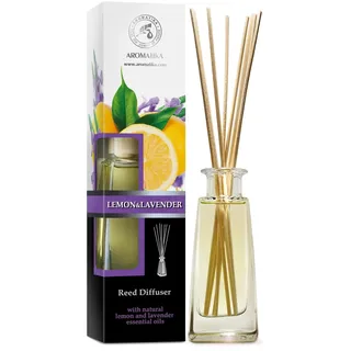 Raumduft Diffuser Zitrone-Lavendel 100ml - Ätherisches Zitronen-Lavendel-Öl - Lufterfrischer - Raumbeduftung - Frischer und Langanhaltender Aroma - Zimmerduft - Reed Diffuser Lemon-Lavender