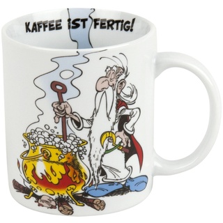 Könitz Asterix Kaffeebecher, Porzellan, "Miraculix - Kaffee ist fertig" mehrfarbig, 11.0 x 8.0 x 9.2 cm