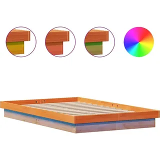 vidaXL Massivholzbett mit LED-Beleuchtung Wachsbraun 120x190 cm Kiefer - Braun