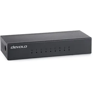 devolo Ethernet Switch 8 Port unmanaged LAN Switch Netzwerk Switch LAN Verteiler 1000 Mbit/s lüfterlos