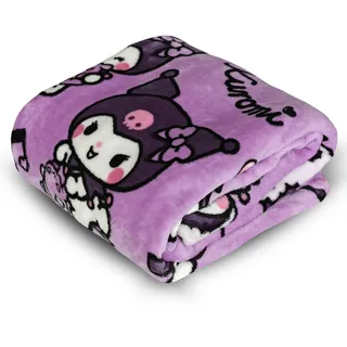 Kanguru – Weiche Mikrofaser Decke Kuromi Rosa 130x170 cm | Kawaii Kuscheldecke für Mädchen oder Damen, Sanrio Plaid für Sofa oder Bett, Originelle Geschenkidee Weihnachten Geburtstag